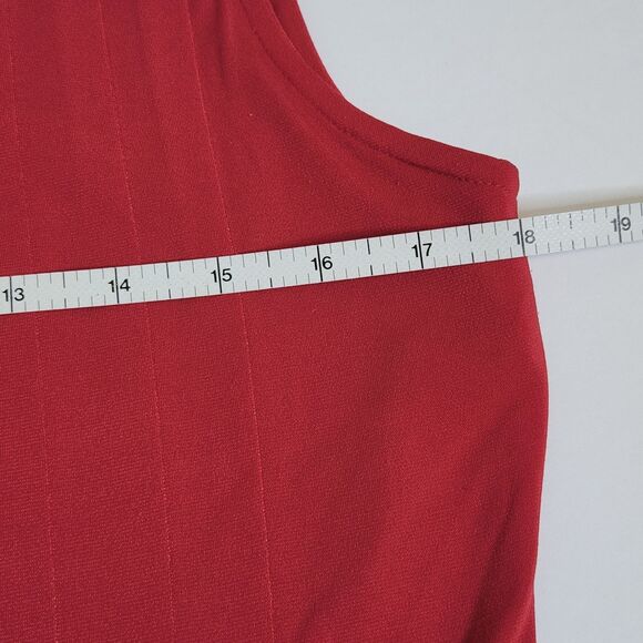 Talbot's Sleeveless Midi Dress Pleated Women's 12P Red Stretch Jersey Knit - Picture 10 of 11